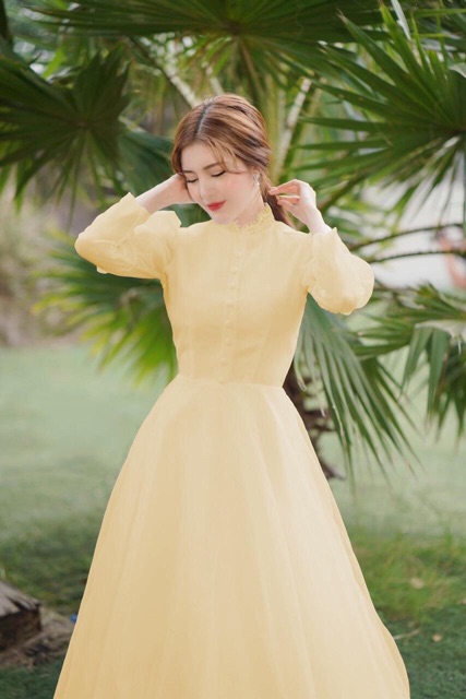 ĐẦM MAXI XOÈ TAY DÀI PHỒNG KẾT NÚT BỌC SIÊU XINH -MS44Y- SIZE M/L ĐẾN 57kg | BigBuy360 - bigbuy360.vn
