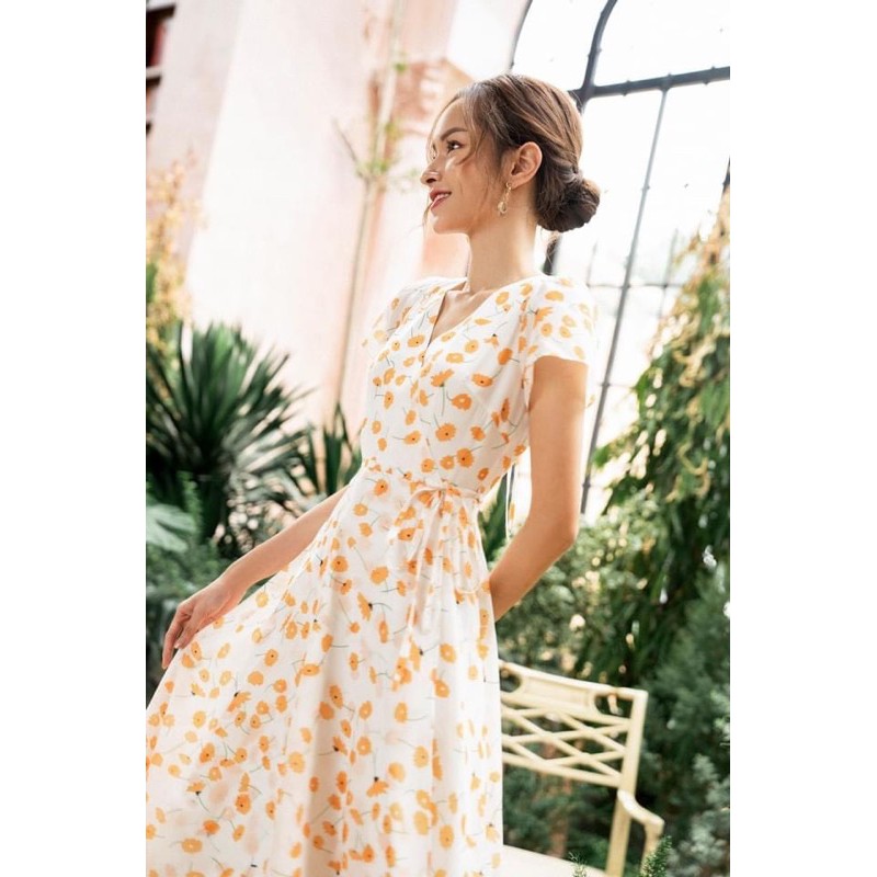 VNU267 - VÁY TƠ XƯỚC HOA CAM CỔ TIM | BigBuy360 - bigbuy360.vn