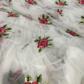 Vải ren thêu hoa hồng 🌹