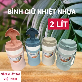 [HÀNG VIỆT NAM] Bình giữ nhiệt nhựa 2 lít, ca đá nhựa 2L, giữ nóng giữ lạnh đều được, nắp vặn, vòi bật, có quai xách