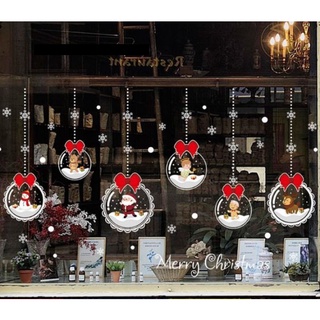 Decal Trang Trí Noel - Quả pha lê tuyết nơ đỏ xinh xắn