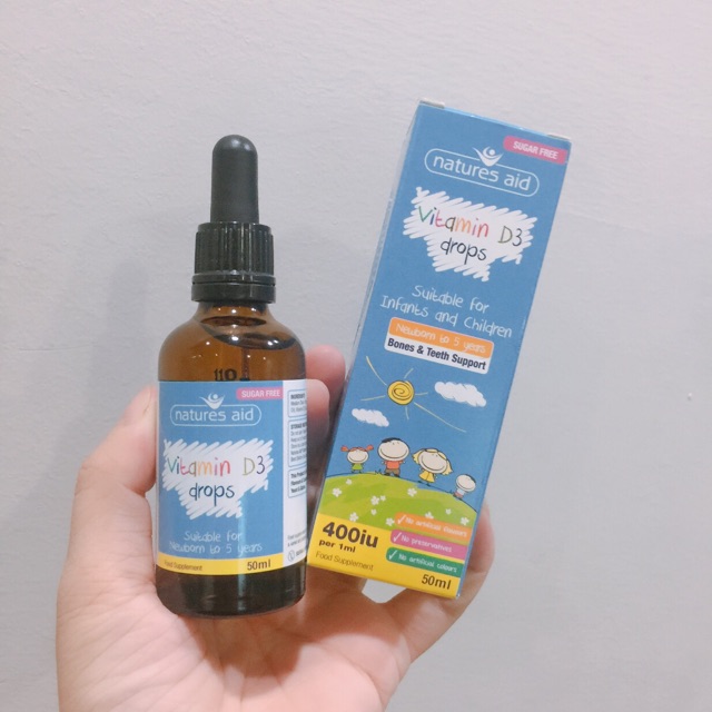 Vitamin D3 Drops Natures Aid 500ml (0 đến 5t)