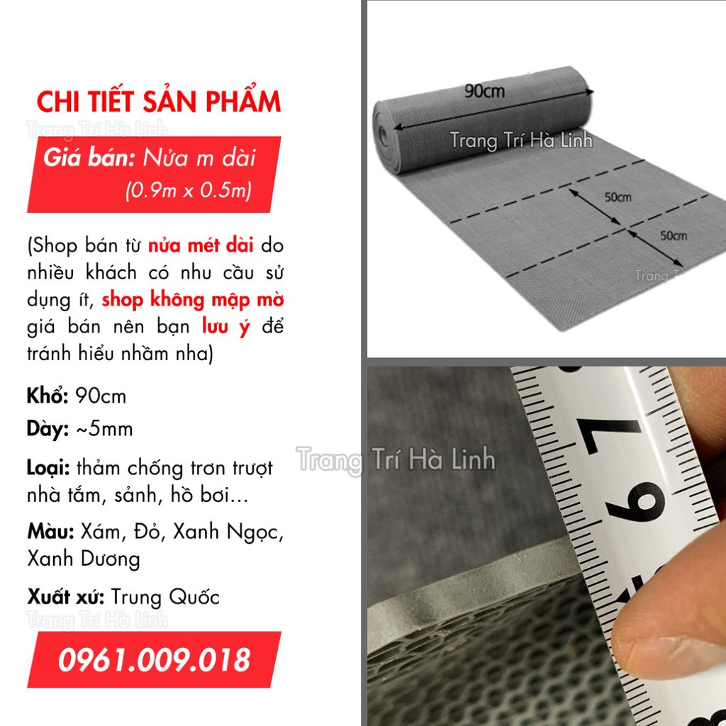 Thảm nhựa lưới chống trơn trượt nhà tắm khổ 90cmx50cm