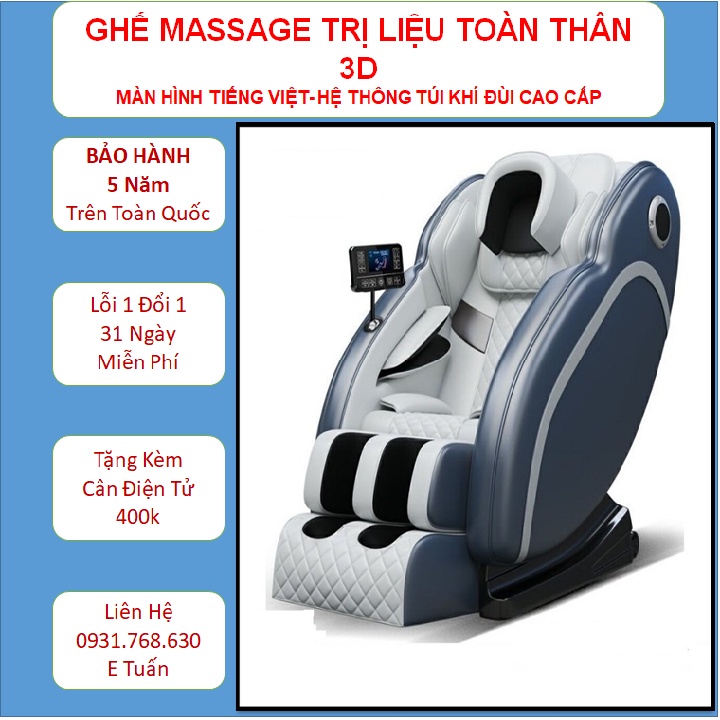 hế Massage Trị Liệu Toàn Thân Cao Cấp , Màn Hình Led Tiếng Việt , Ghế Mát-Xa Đa Năng Có Hệ Thống Túi Khí Đùi