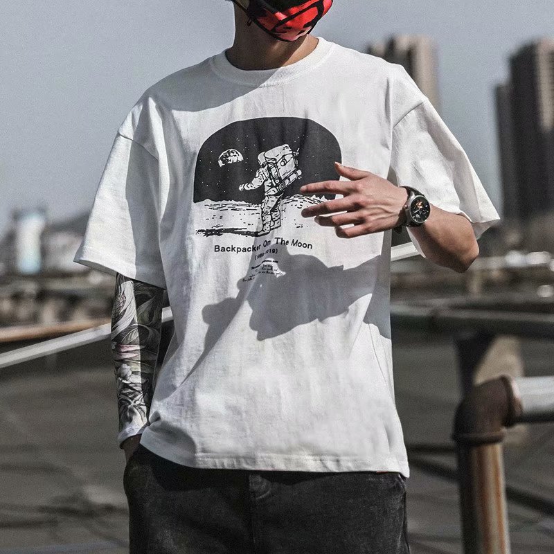 Áo Thun Oversize Tay Ngắn In Hình Cá Tính Cho Nam Size M-8Xl