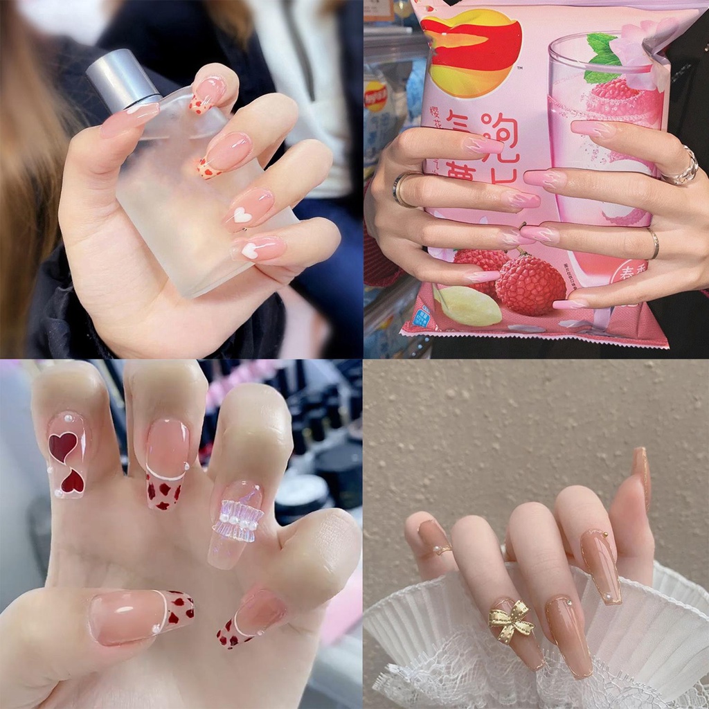 MIHAN1 Hộp 24 Móng Tay Giả Che Phủ Toàn Diện Cho Nữ