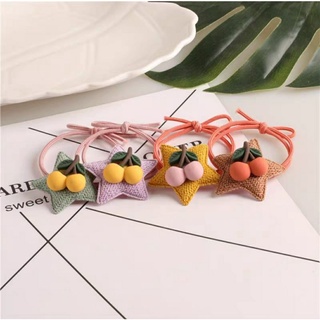 Dây cột tóc ngôi sao len đính cherry nhiều màu