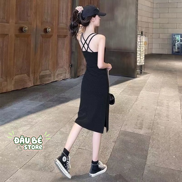 Đầm Váy Dáng Ôm Body Dây Chéo Lưng Co Dãn Thoải Mái Hai Màu Trơn Siêu Xinh Mới 2021 - Daube - V014