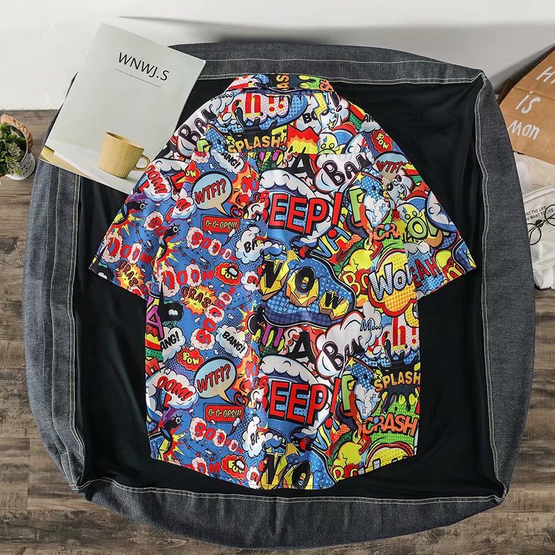 Áo Sơ Mi Oversize In Họa Tiết Graffiti Thời Trang Hong Kong Size M-3Xl