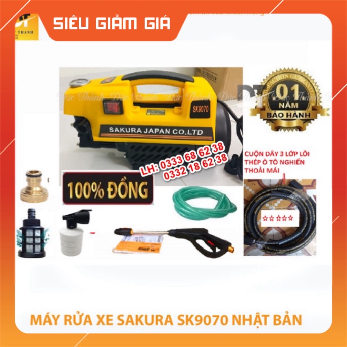 Cam kết Chính hãng Máy rửa xe SAKURA japan. Công suất 3500W.