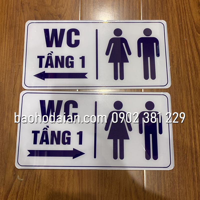 Bảng chỉ dẫn nhà vệ sinh WC nam nữ chất liệu mica 15cm x 30cm