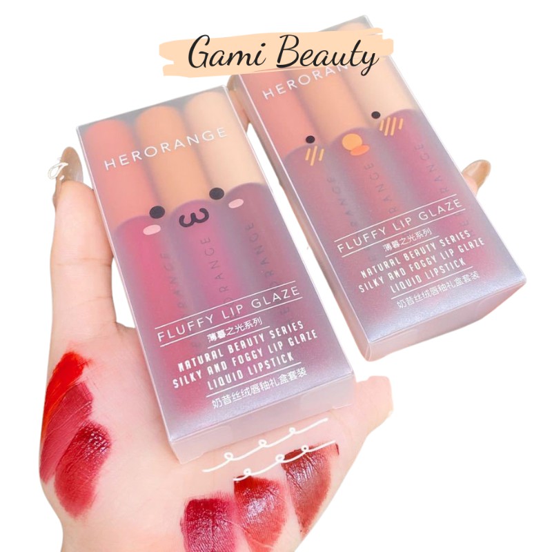 Son Kem Lì HEROANGE Fluffy Lip Glaze Set Son 3 cây Son Kem Siêu Lì  tươi sáng trẻ trung | BigBuy360 - bigbuy360.vn