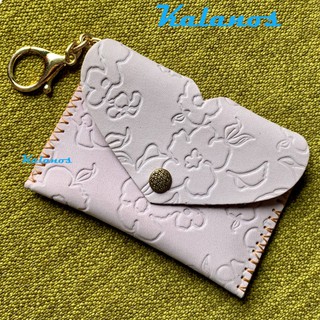 Ví nữ mini móc khóa nhỏ gọn da bò cao cấp handmade với nắp cách điệu hình trái tim độc đáo Kalanos KMKN40-Hong