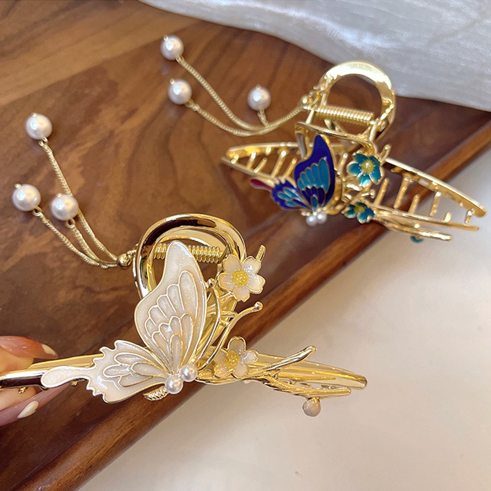 Kẹp Tóc Bướm Kim Loại Đính Ngọc Trai Nhiều Màu Thời Trang Hàn Quốc