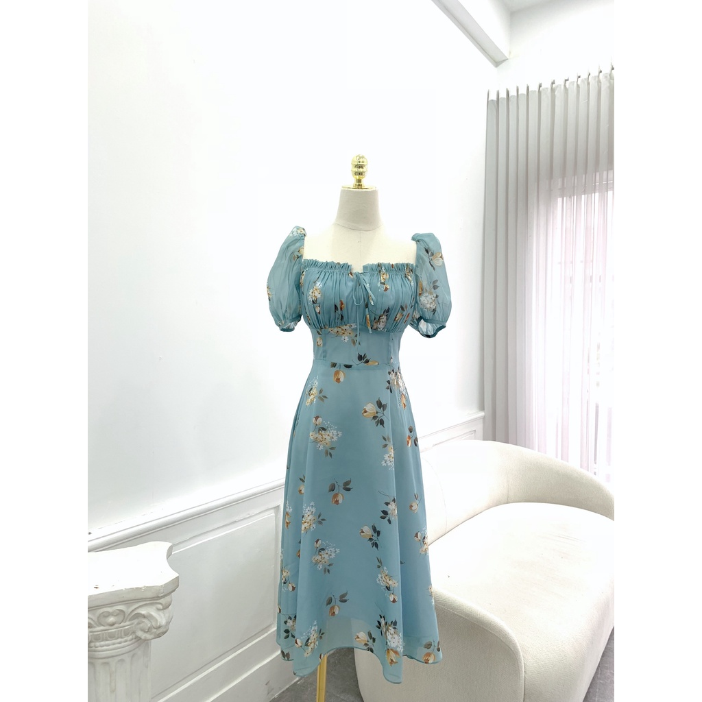 TIELA Đầm váy hoa xanh nhún ngực - Nene Dress | BigBuy360 - bigbuy360.vn