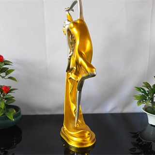 Tượng sứ thiếu nữ màu vàng