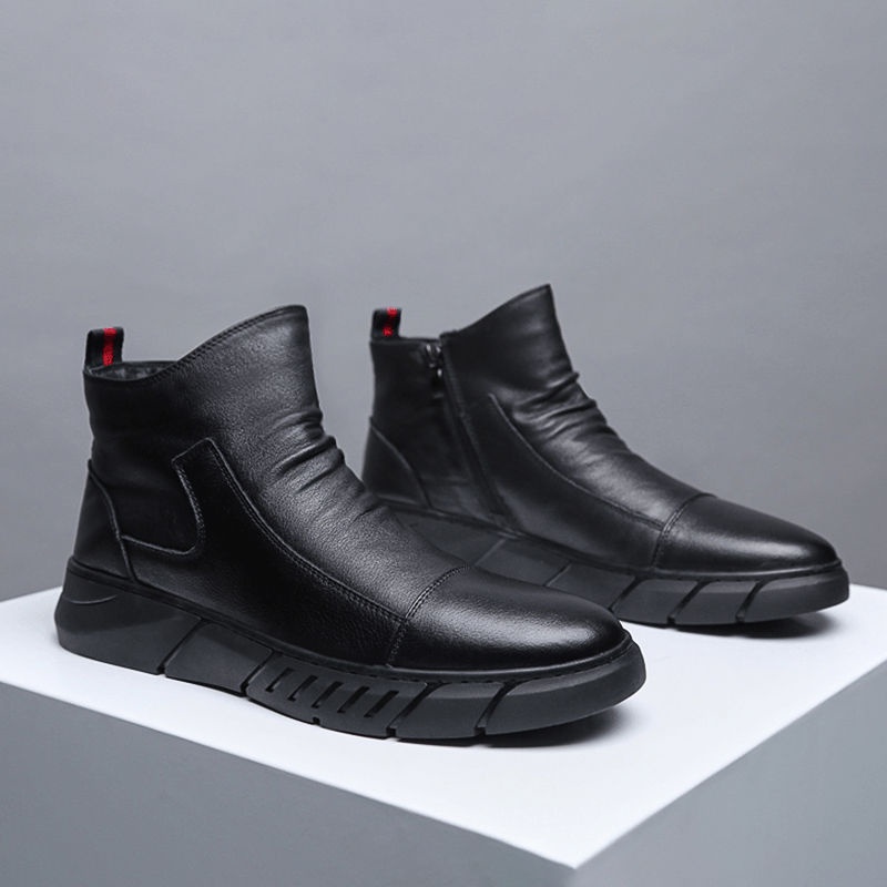 Giày Bốt Da Cotton Lót Nhung Cổ Cao Thời Trang Xuân Thu 2022 Cho Nam