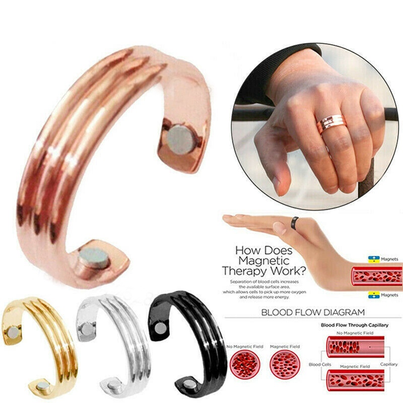 Nhẫn Nam Châm Hở Điều Chỉnh Được Kẻ Sọc Bằng Thép Không Gỉ Thời Trang Giảm Cân Chăm Sóc Sức Khỏe Cho Nam Và Nữ