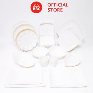 Mua  LẺ GIÁ SỈ  Bộ bát đĩa phong cách Nhật Bản 100% melamine màu trắng trang nhã