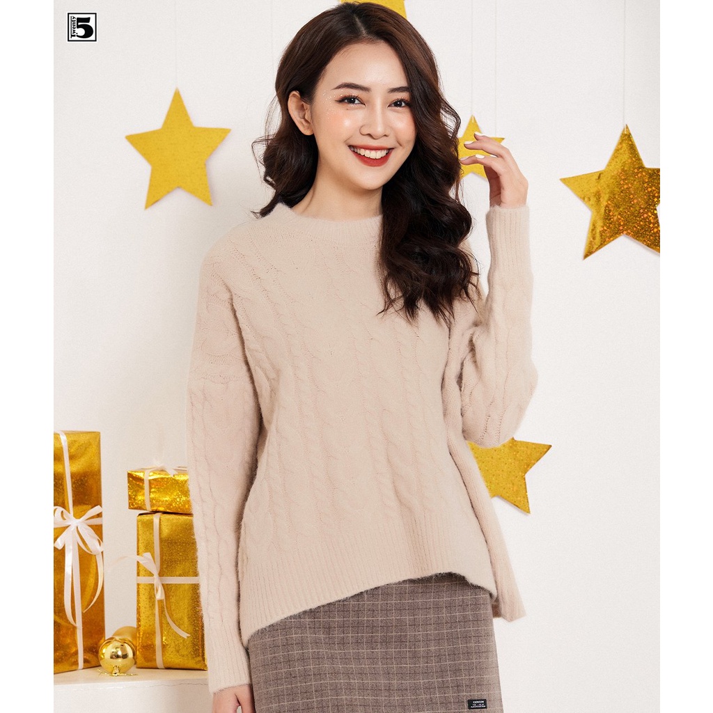 Áo len nữ dáng rộng, dài tay, sợi vặn thừng Twentyfive 3563 | BigBuy360 - bigbuy360.vn