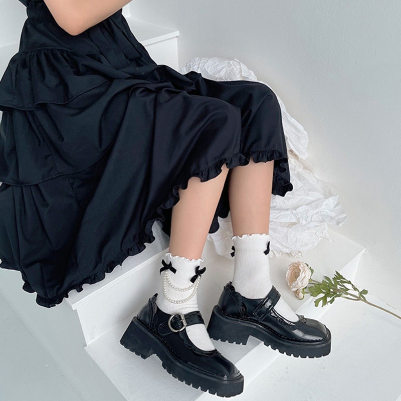 Xiangbao Vớ Ngắn Phối Dây Xích Ngọc Trai Phong Cách Gothic Lolita Cho Nữ
