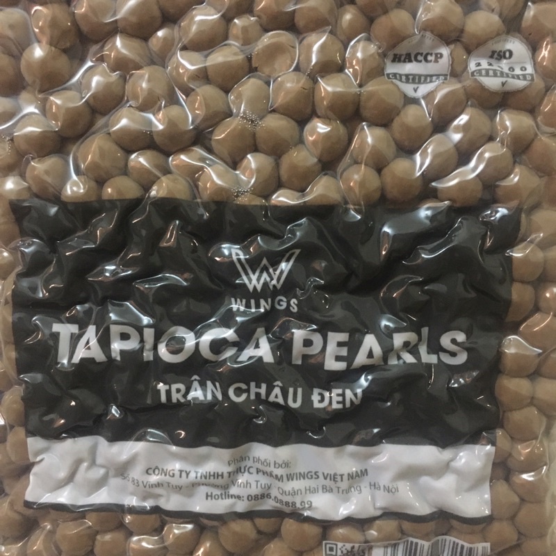 Trân Châu Wings 3kg - Trân Châu Đường Đen Wings Việt Nam Gói 3Kg. Sỉ Nguyên Thùng Có Bán Chiết Lẻ 1Kg