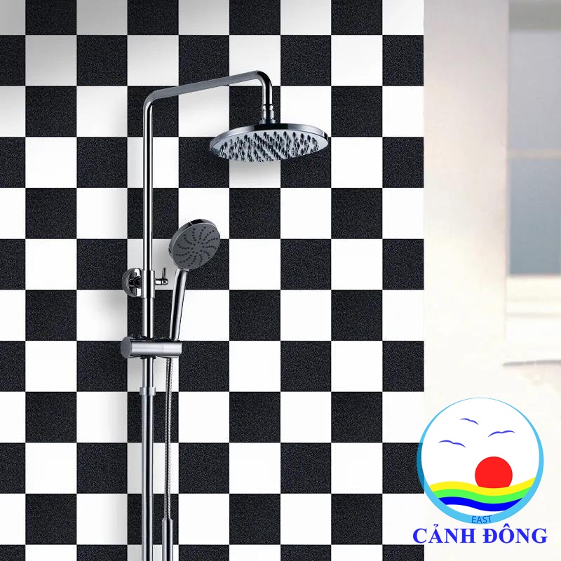 Decal dán nền dán sàn giả gạch trắng đen chống trơn chống thấm