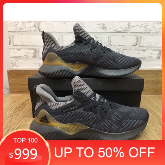 Giày thể thao Adidas Alphabounce màu xám xanh cánh vàng cao cấp THU VỐN . L * ｡ .