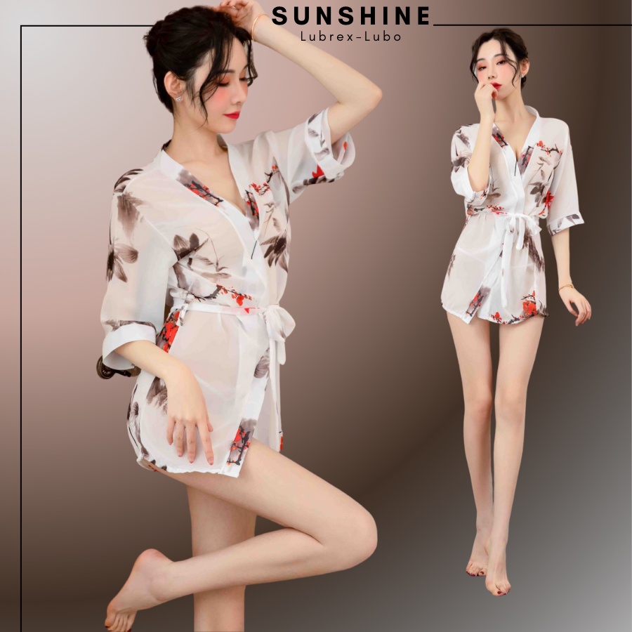 Áo Choàng Kimono Voan Hoa Xuyên Thấu Gợi Cảm- SUNSHINE LUBREXLUBO-KMN1084