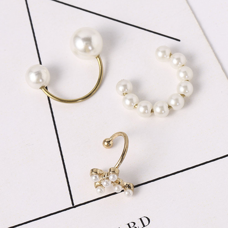 Set 3 khuyên tai gắn hạt ngọc trai nhân tạo thời trang cá tính cho nữ