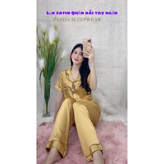 Đồ ngủ nữ pijama lụa satin cao cấp quần dài tay ngắn