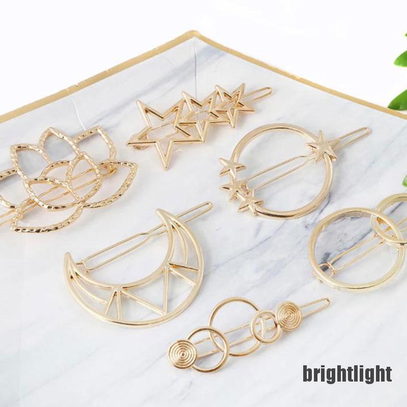 (Hàng Mới) Kẹp Tóc Kim Loại Thiết Kế Hình Học Độc Đáo