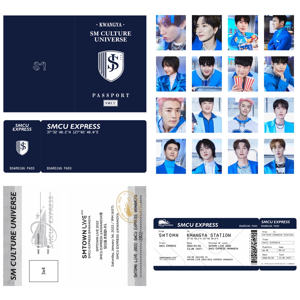 Set passport + 16 ảnh ID nhóm Super Junior - SMCU EXPRESS ngày 01/01/2022