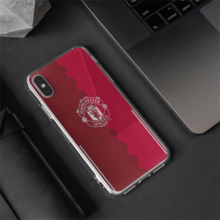 Ốp lưng logo Manchester United nền đỏ tổ ong cho Iphone 5 6 7 8 Plus 11 12 Pro Max X Xr MAN20210031