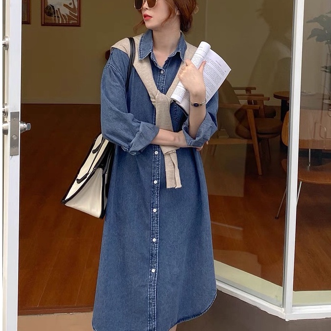 áo Jeans khoác ngoài áo Jeans dài tay dáng dài A17