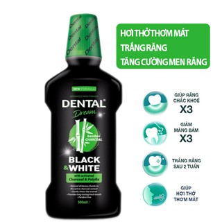 Nước súc miệng trắng răng dental dream black & white 500ml
