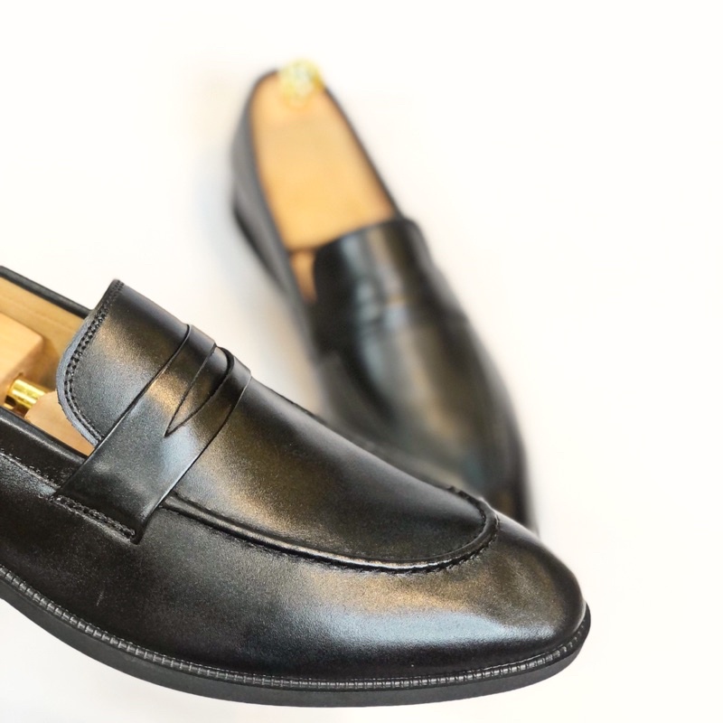 Giày Loafer OneMan da bò thật đế cao su - Da nhập khẩu nguyên tấm loại 1, tl033 tl033n bảo hành 12 tháng