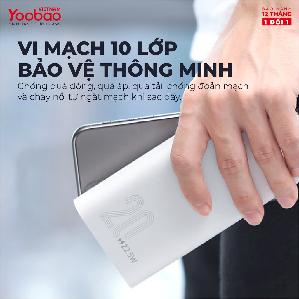 [CHÍNH HÃNG] Pin sạc dự phòng Yoobao L20 20000mAh tích hợp 2 đèn LED siêu sáng