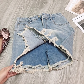 Chân váy jeans rách