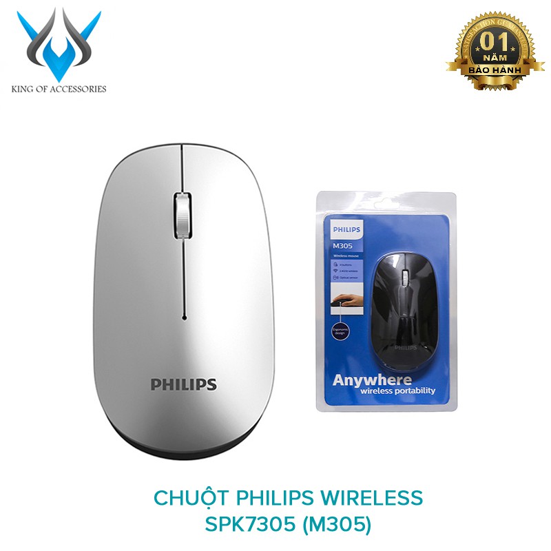 Chuột không dây wireless Philips SPK7305 (M305) - phiên bản silent click không âm thanh (màu ngẫu nhiên)