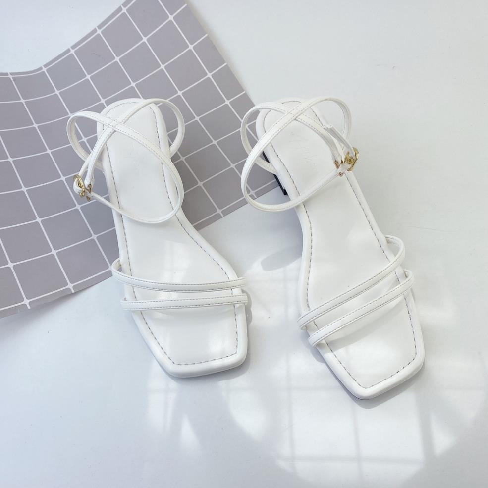 Sandal cao gót nữ 3 phân quai mảnh gót mũi vuông thời trang HISHOO S143 JKH