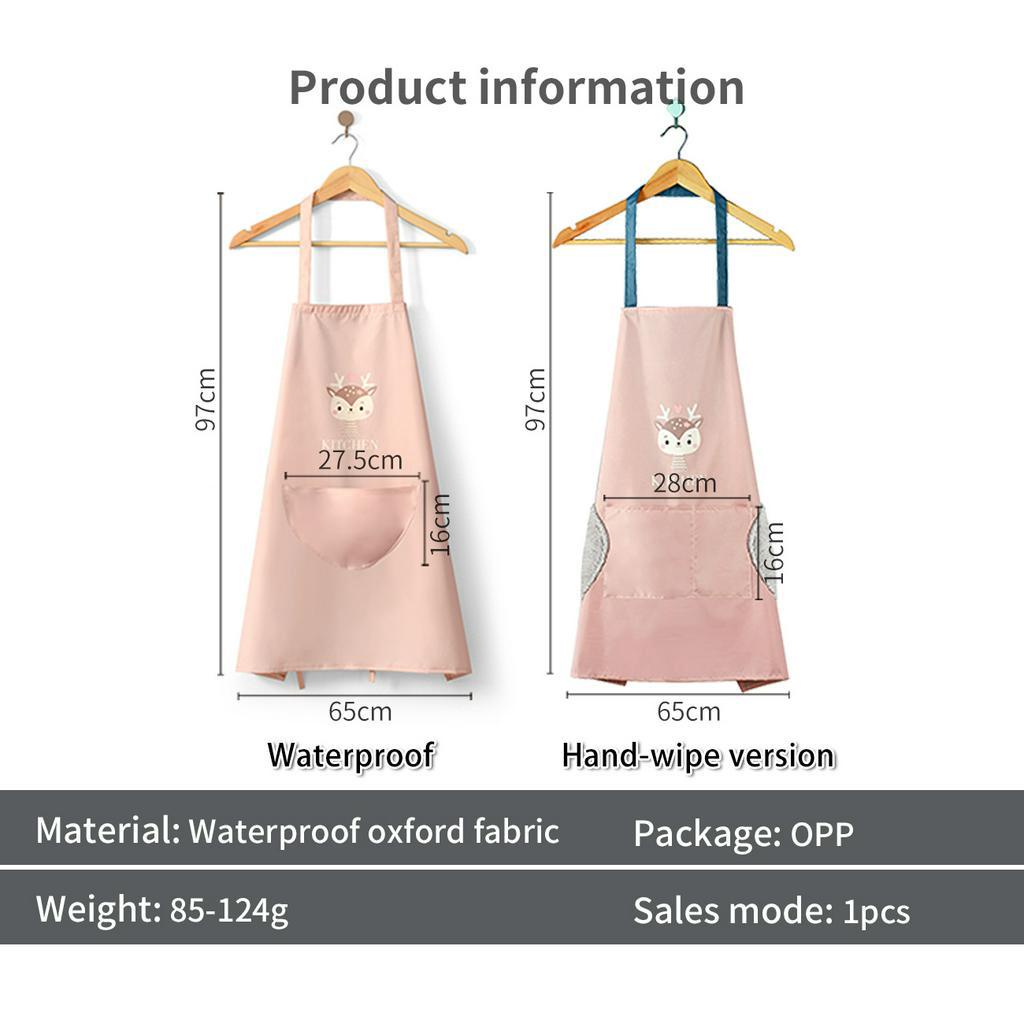 Tạp dề JUJIAJIA vải Oxford chống thấm và chống thấm dầu dễ thương gia dụng có túi tiện dụng