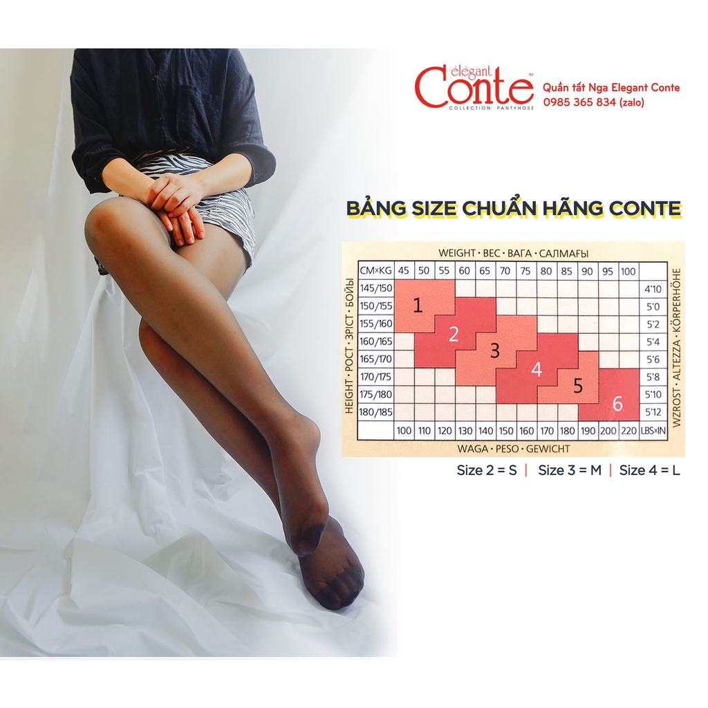 ⚡𝗙𝗥𝗘𝗘𝗦𝗛𝗜𝗣⚡ Quần tất Nga Élegant Conte loại mỏng Active 20D thon gọn mỡ thừa, siêu dai, siêu bền, che khuyết điểm tốt | BigBuy360 - bigbuy360.vn