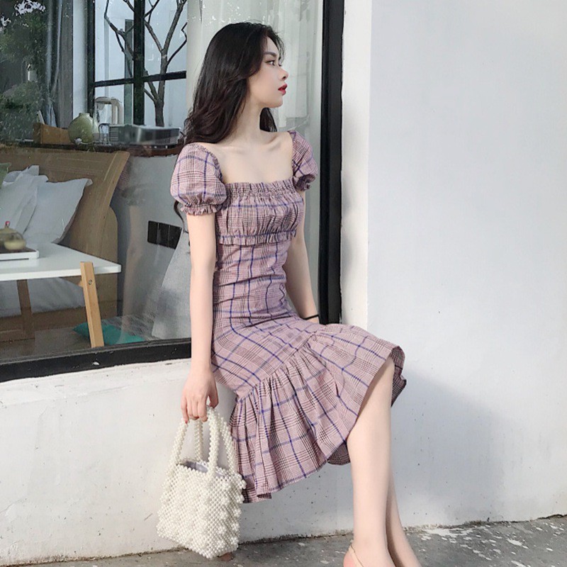 Đầm Đuôi Cá Dáng Dài Phong Cách Vintage Thanh Lịch Cho Nữ