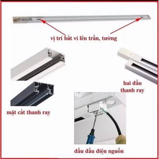 Đèn Rọi☎️FREESHIP☎️Thanh Ray 1M Màu Đen, Trắng [Den Roi]
