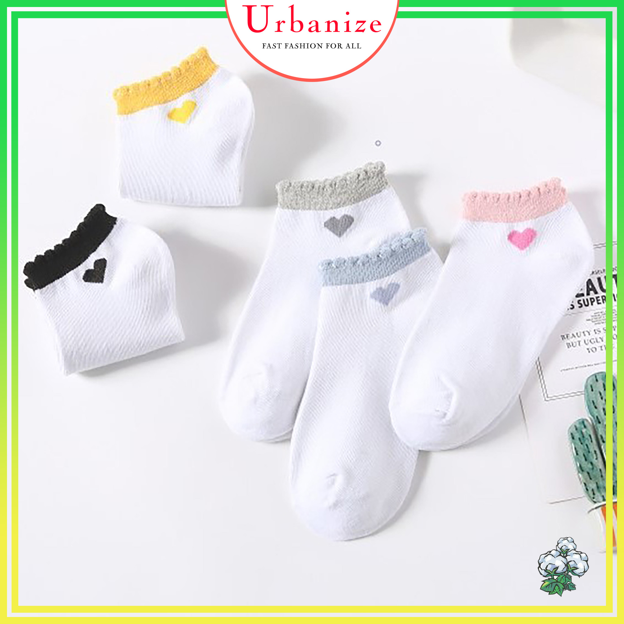 Tất nữ cổ ngắn - Vớ nữ cổ thấp Cotton trái tim cổ bèo mỏng thoáng Urbanize