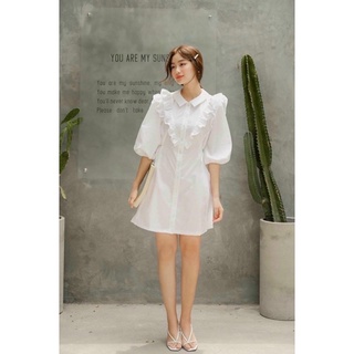 Đầm phối bèo tay lỡ 2 màu (kèm hình thật)
