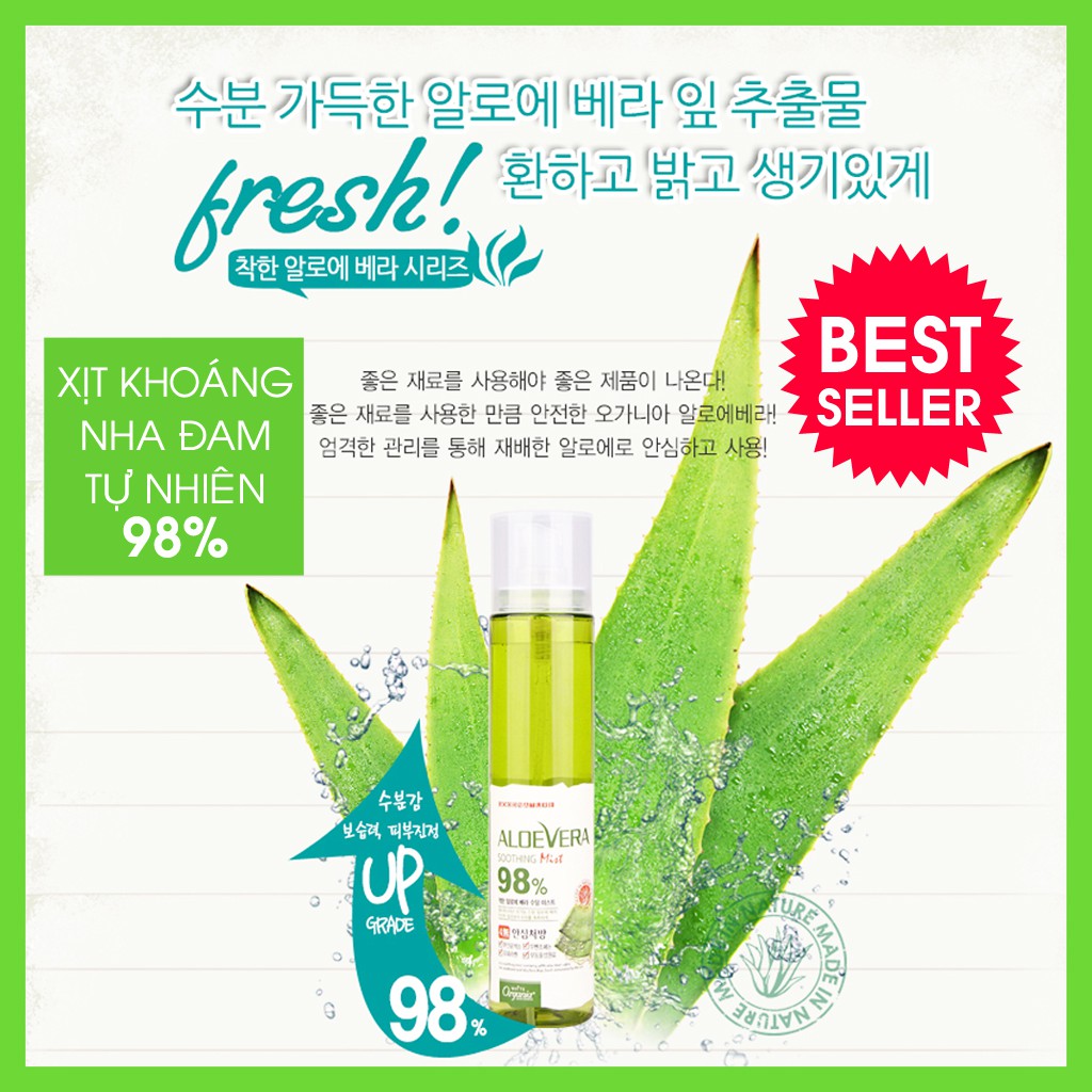 Xịt khoáng nha đam Aloevera Soothing Mist 98% (118ml)