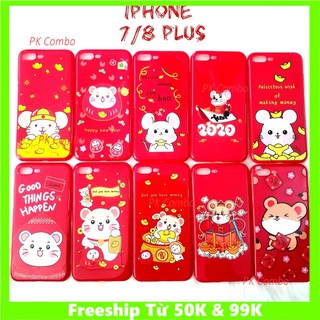 Ốp lưng đỏ tết con chuột 2020 (canh tí) Iphone 7 plus 8 Plus dẻo đỏ may mắn