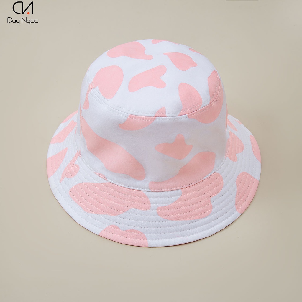 Nón Bucket In Bò Sữa DUY NGỌC Cao Cấp, chất liệu cotton in nhiệt chống nắng,  đội 2 mặt - UNISEX